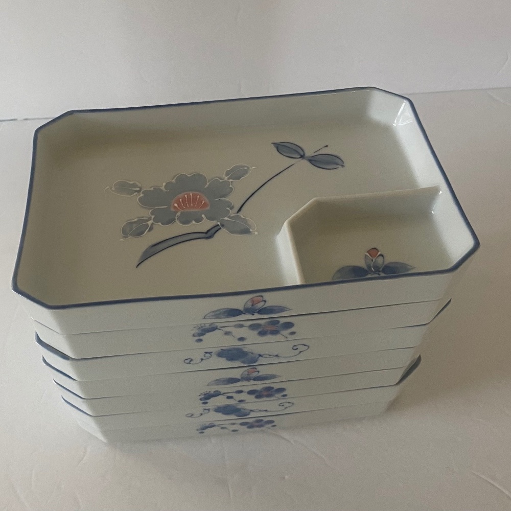 Vintage Takahashi Ceramic Glazed 8" Japanese Sushi/Sauce Plates Set of 7